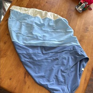 Blue and Cream Summersalt Size 18LT Women's One Shoulder One Piece Swimsuit